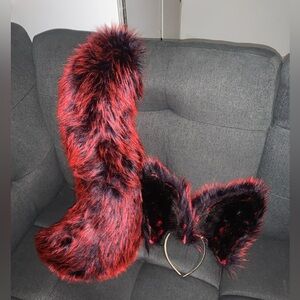 Black and Red Partial Fox Costume